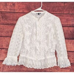 Polo Ralph Lauren Lace Blouse GIRLS size 10 White cotton Victorian Cottage